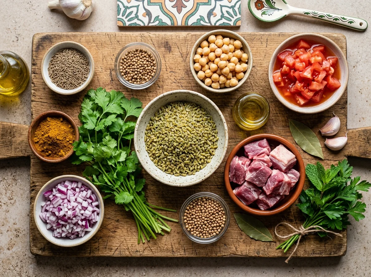 ショルバ・フリクの材料が並ぶ様子