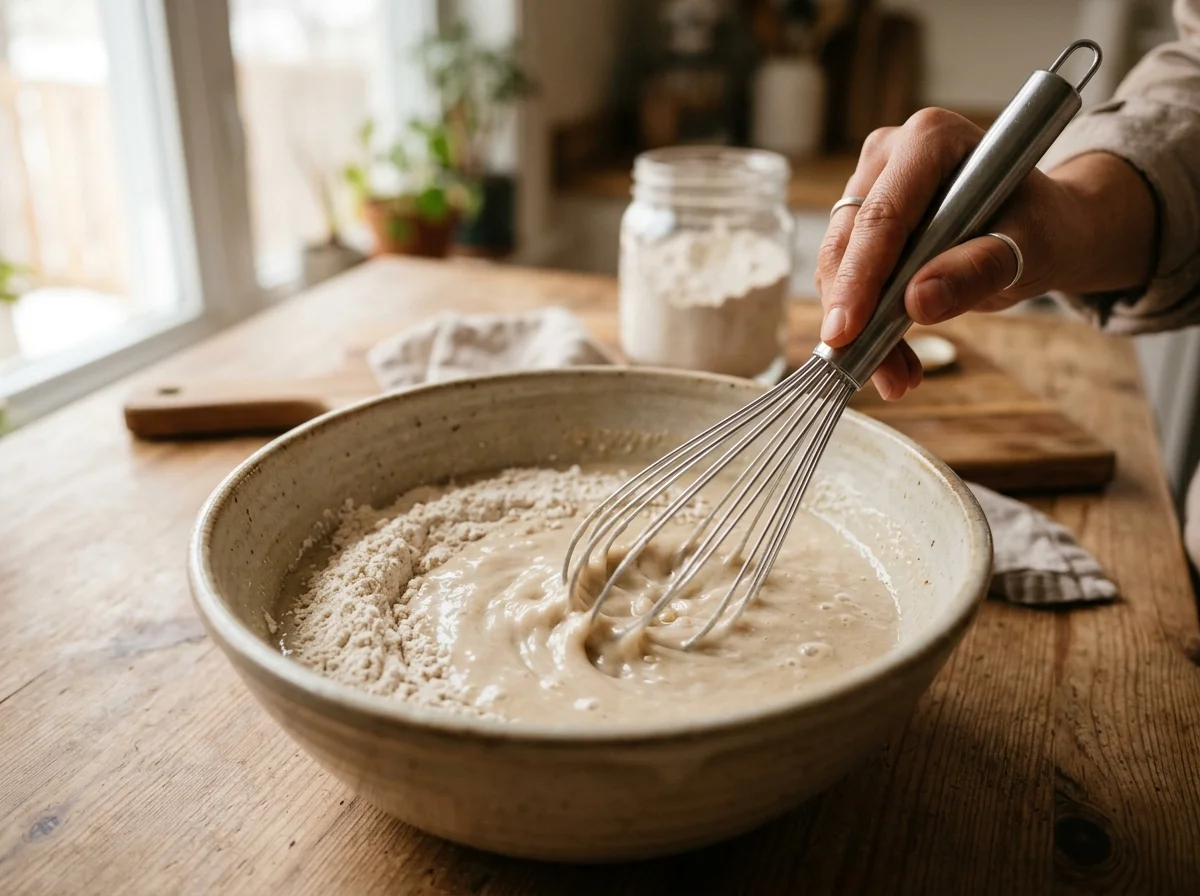 手順1: ソルガム粉のスラリーを作る（5分）