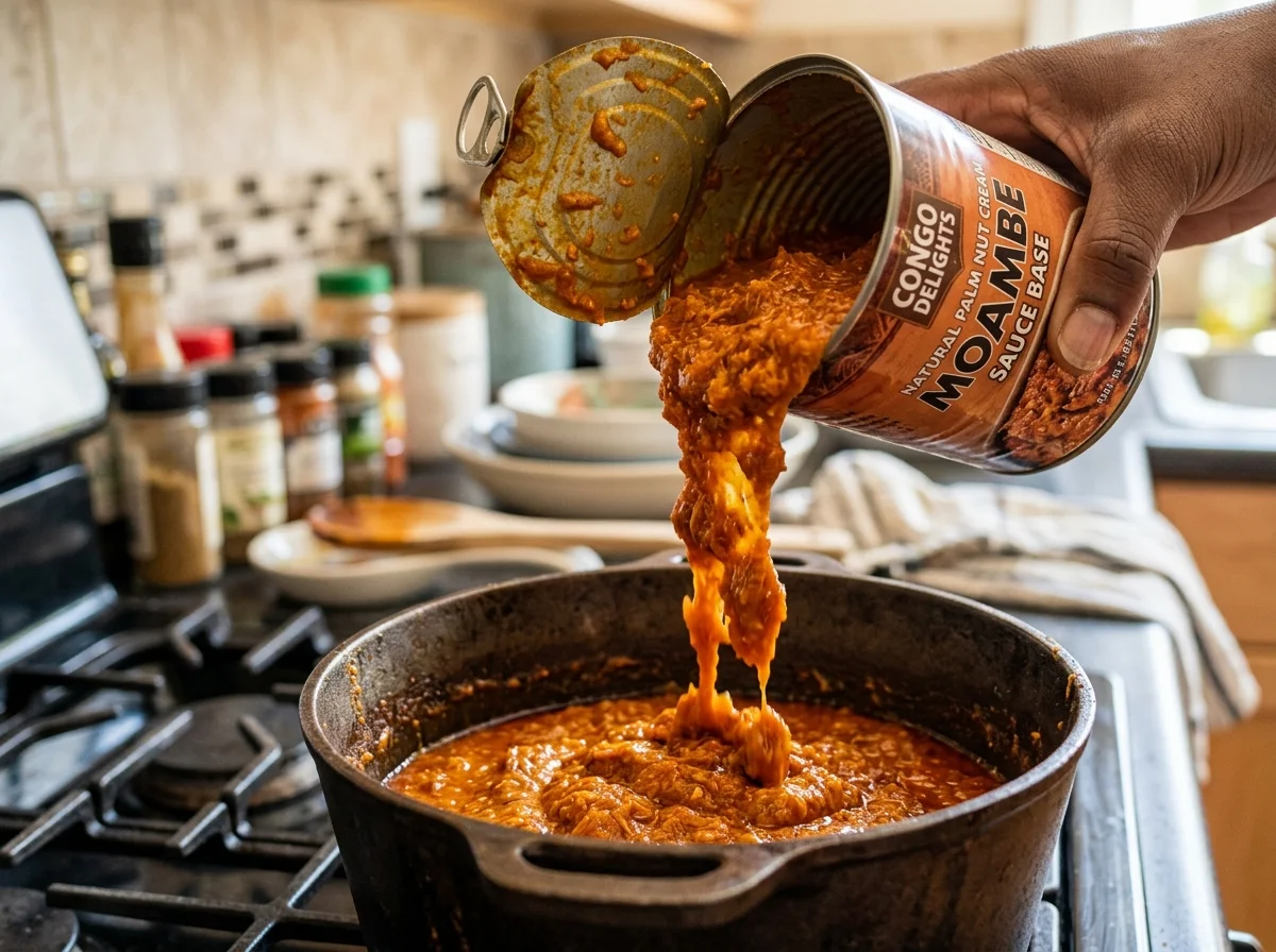 パームナッツクリーム。缶から出した濃厚なオレンジ色のペースト