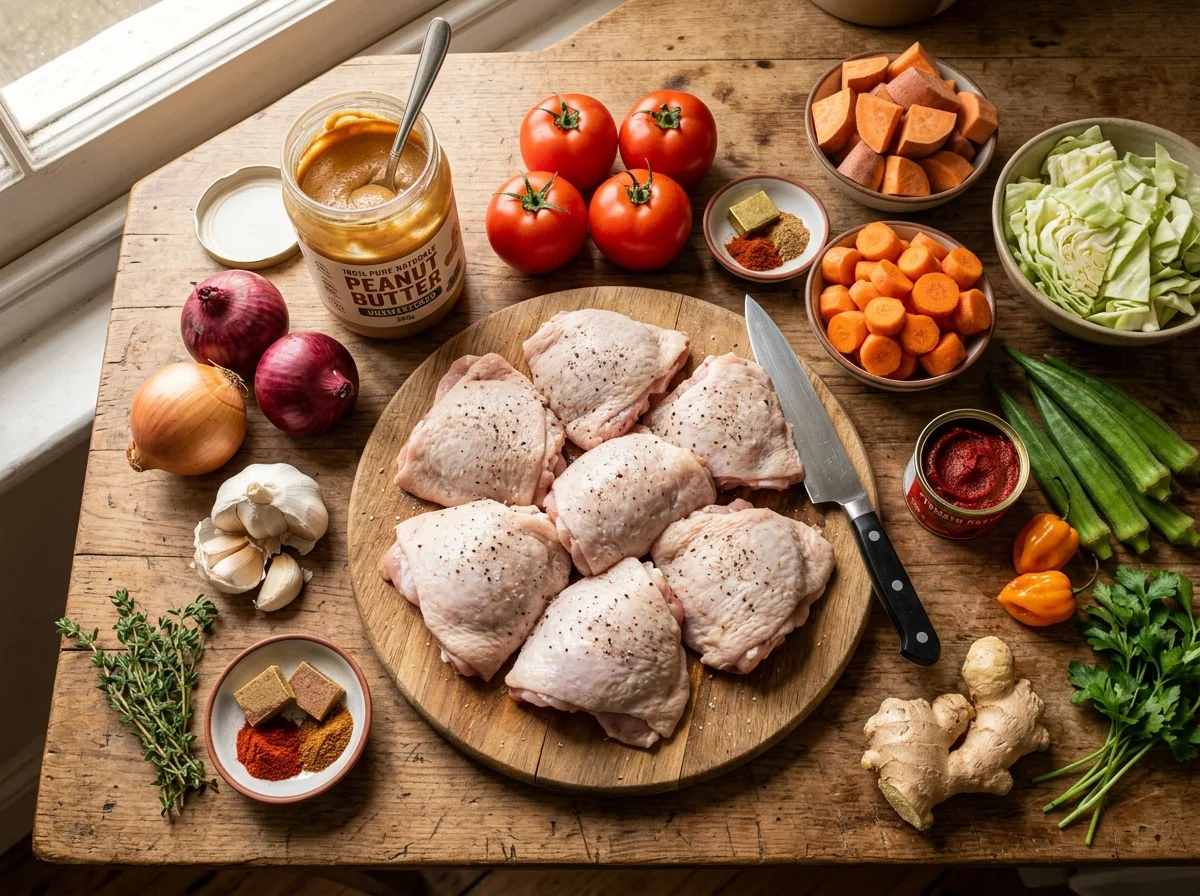 マフェの材料が日本のキッチンに並んでいる