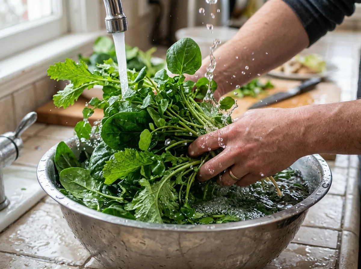 手順1: 葉野菜の下処理(10分)
