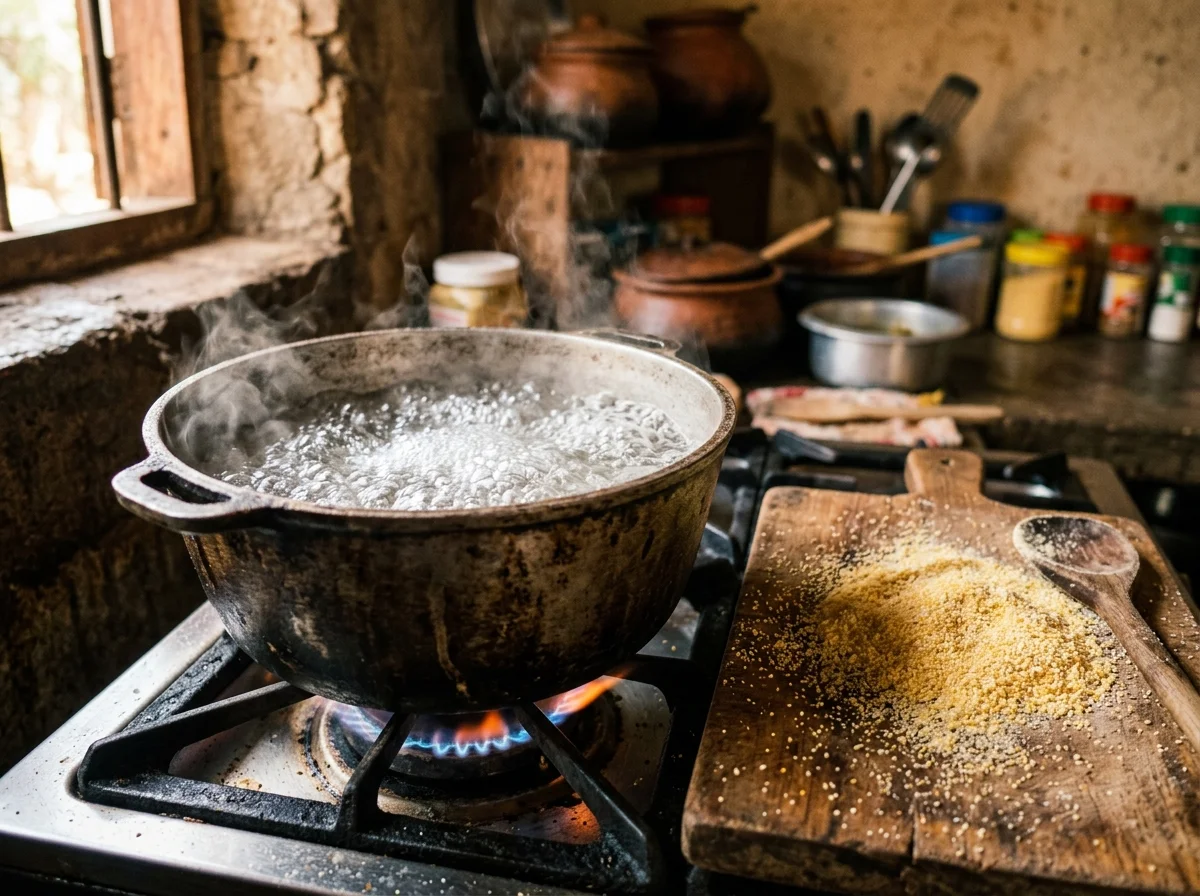 手順1: 鍋に水800mlを入れて強火にかけ、沸騰させる