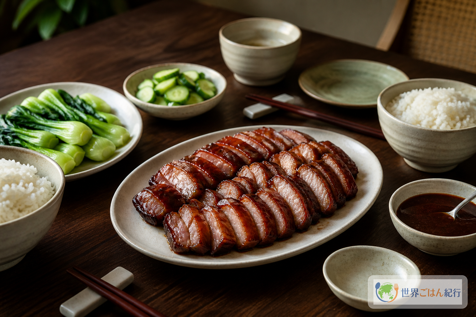手順7: 白飯と青菜へ添える