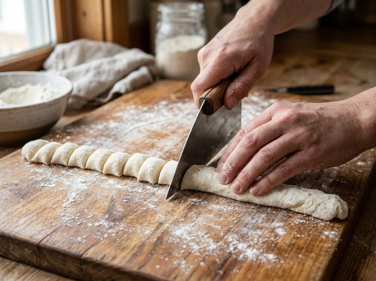 手順1: 生地を棒状に伸ばし、24等分に切る