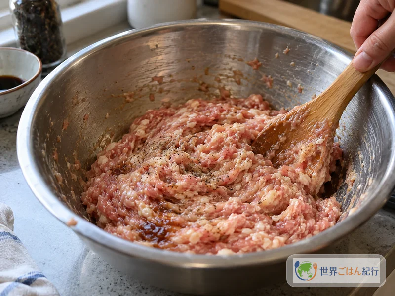 手順1: 肉だねを練って一晩寝かせる