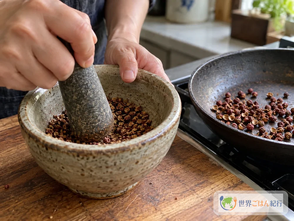 手順2: 花椒を煎って香り塩を作る