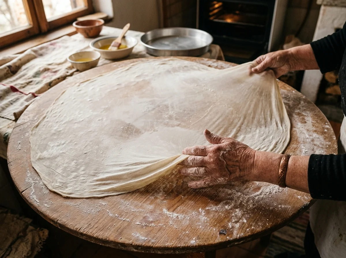 手順1: 強力粉・塩・ぬるま湯・油をこね、なめらかな生地を作る。ラップで包んで30分休ませる