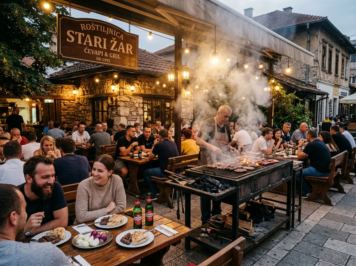 バルカンの屋外グリルレストランの風景