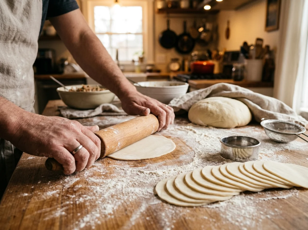 手順3: 生地を伸ばして丸く切る(10分)