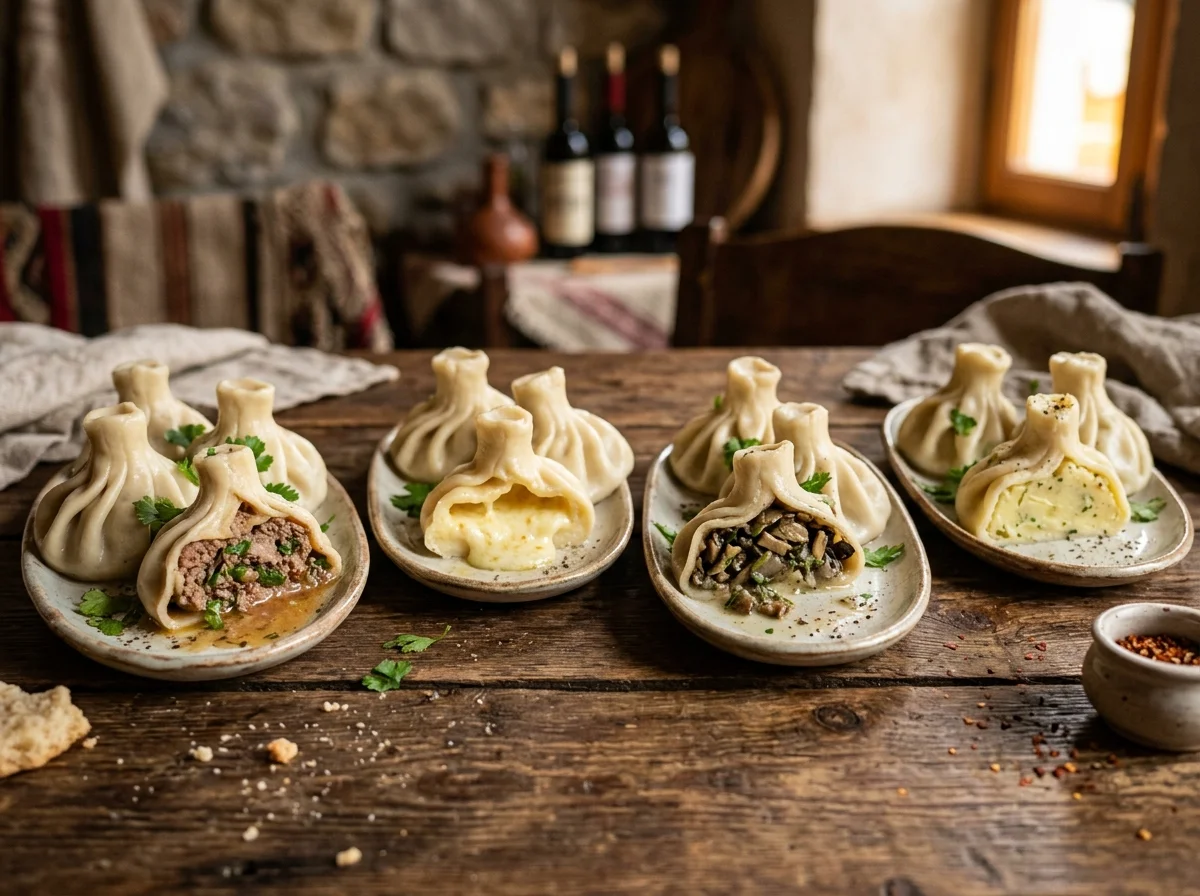 さまざまなフィリングのヒンカリ