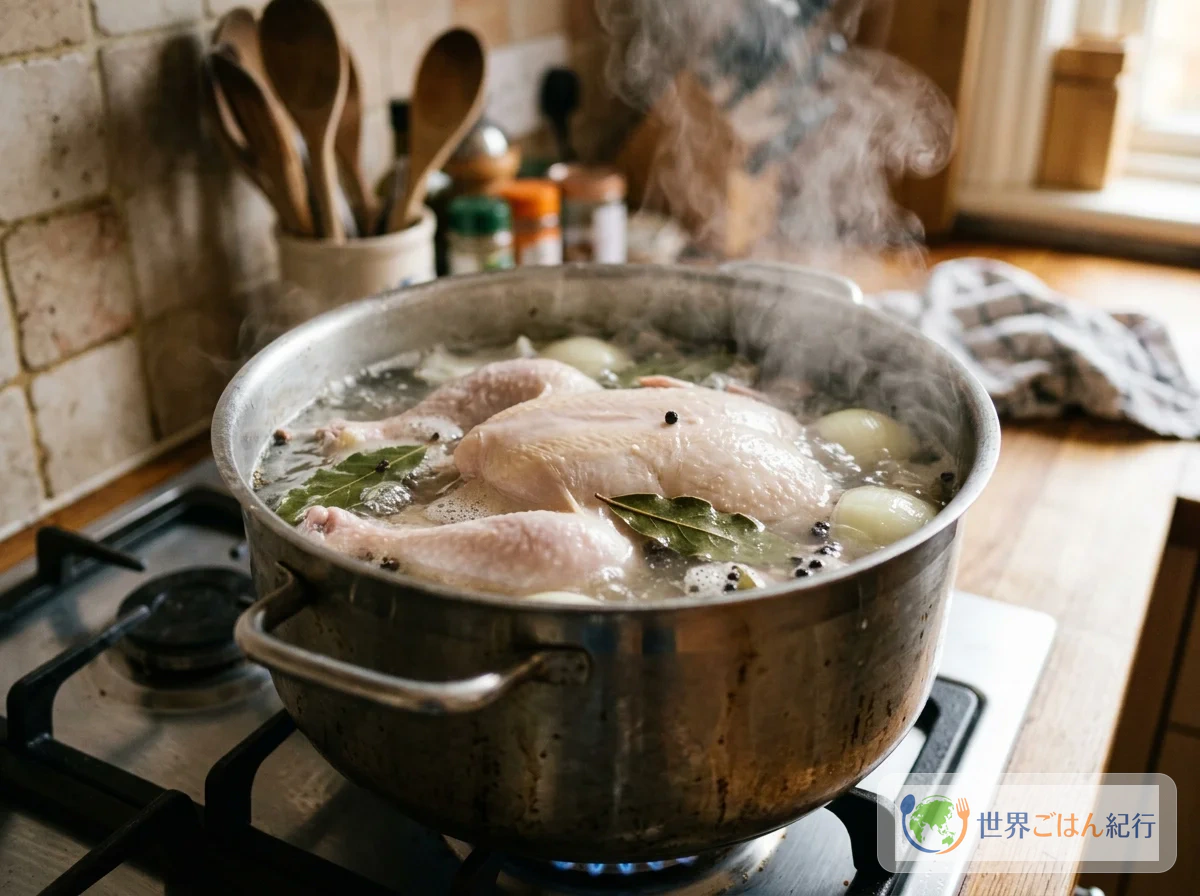 手順1: 鶏肉を茹でる