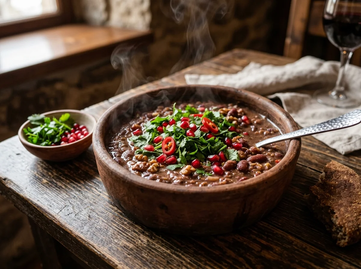 ロビオ。赤インゲン豆のスパイスシチューがクレイポットに盛られている