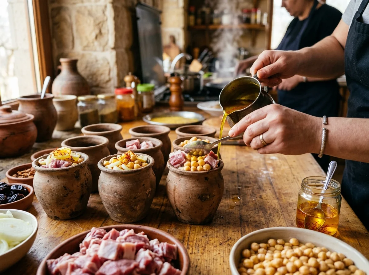 手順2: 壺に具材を重ねる（10分）