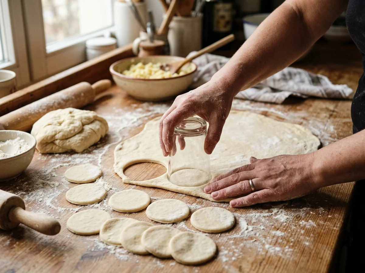 手順3: 生地を伸ばして丸く切り抜く（10分）
