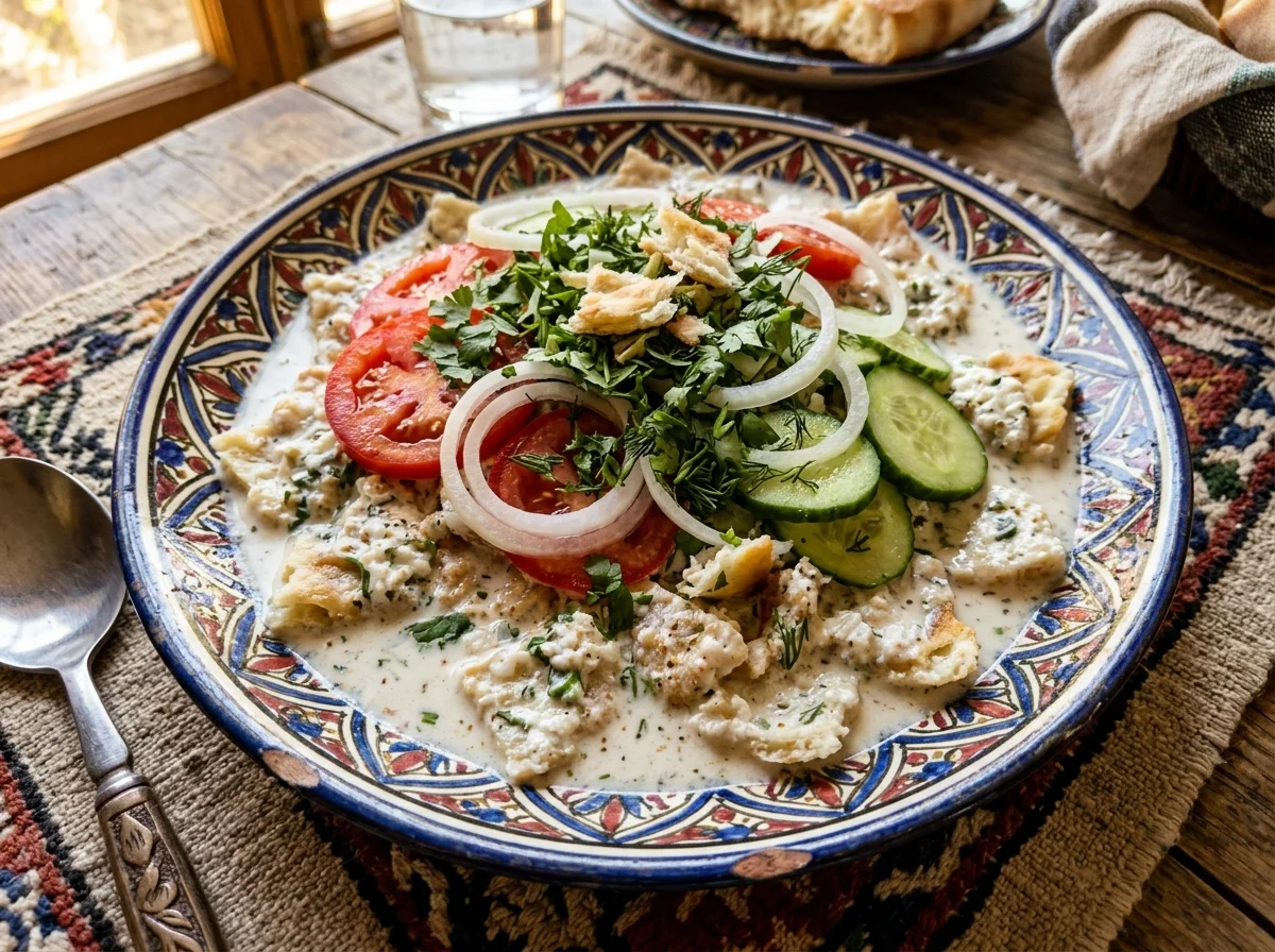 手順9: パクチーと青ねぎを散らし、サラダ油を全体に回しかける。塩・黒こしょうで味を整える