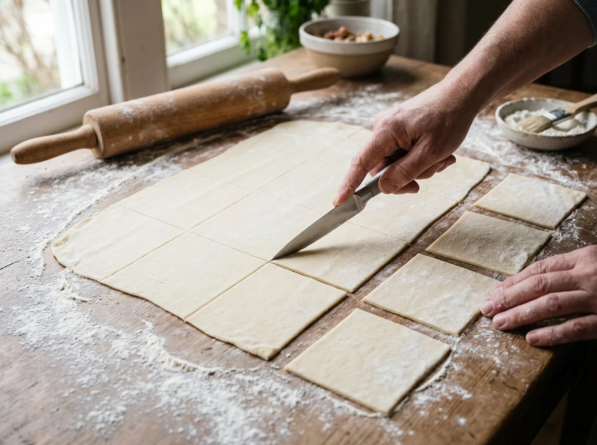 手順3: 生地を伸ばして切り分ける（10分）