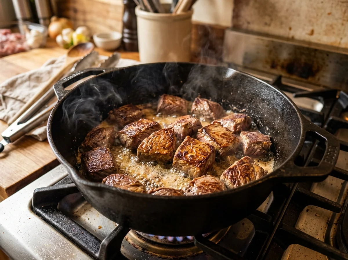 手順1: 牛肉の準備と焼き付け(20分)