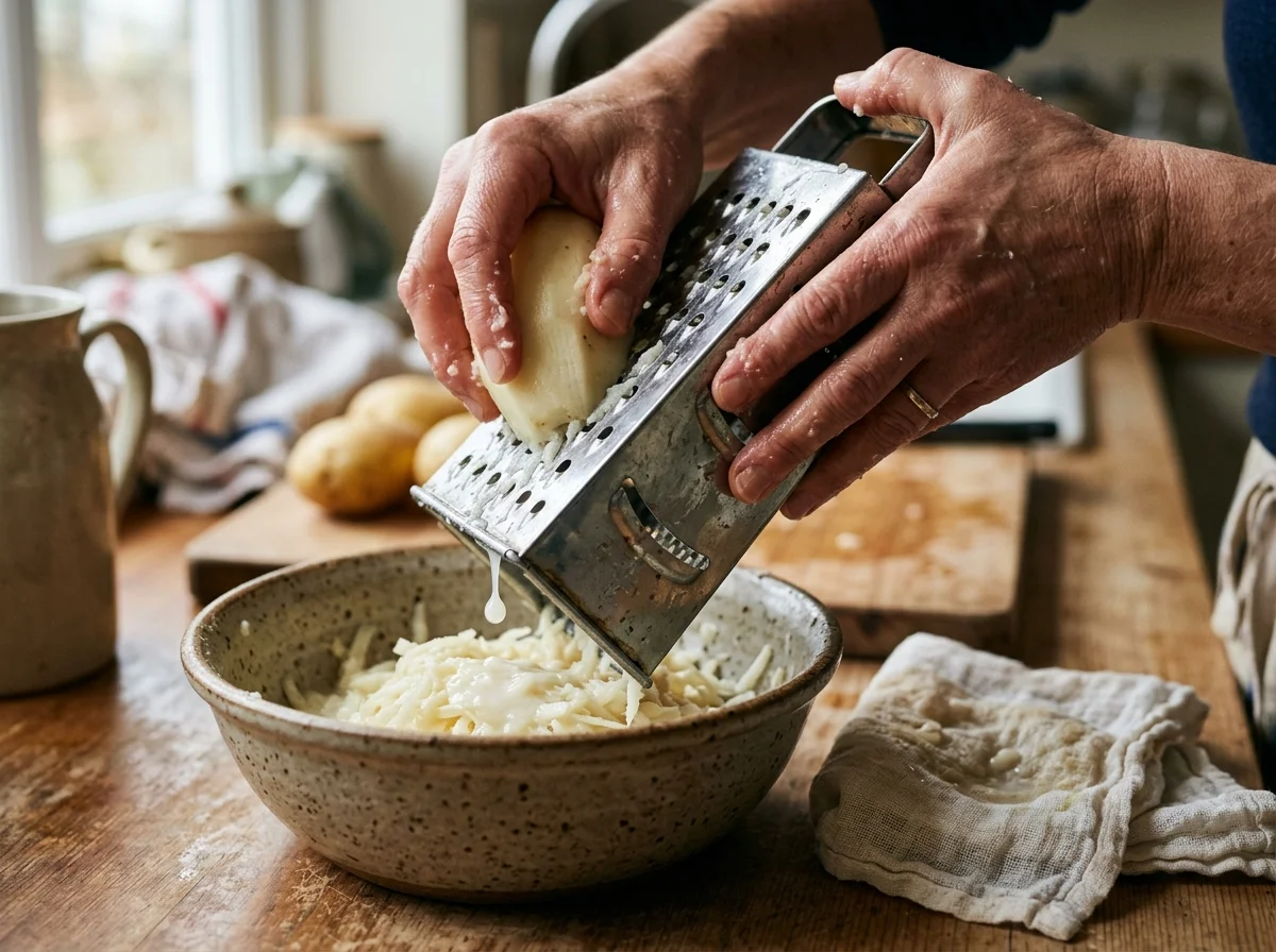 手順2: 生じゃがいもをすりおろす（15分）