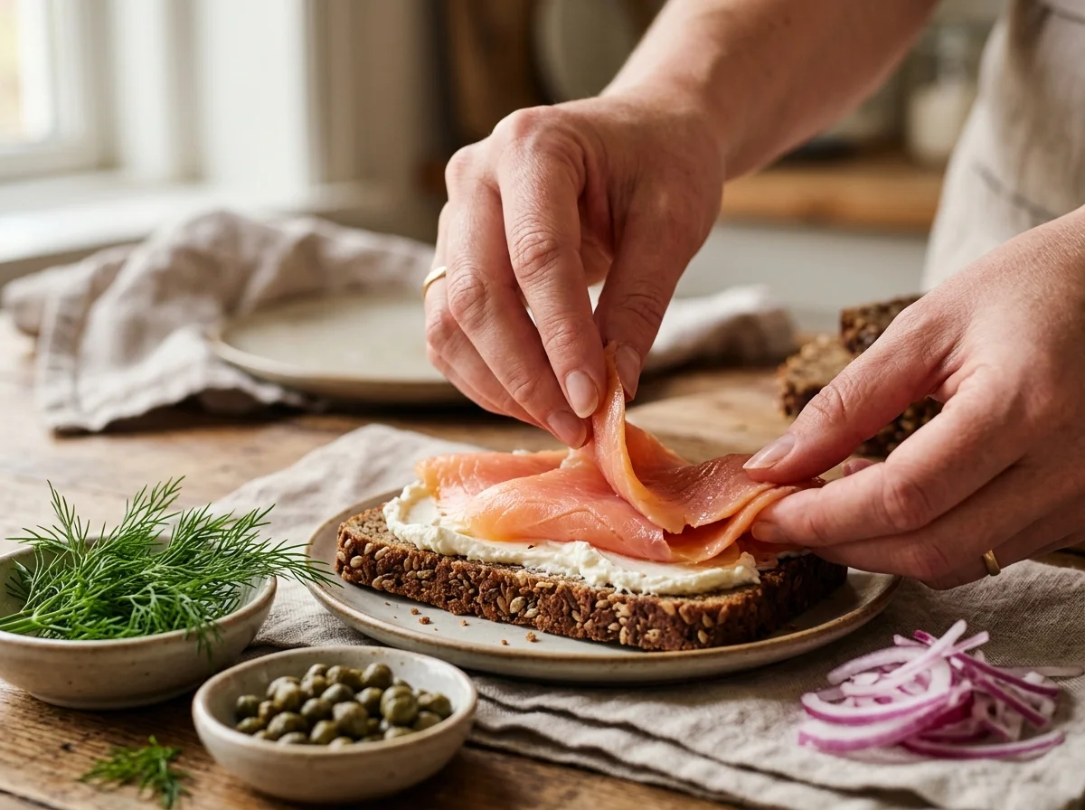 手順4: トッピングAを組み立てる ―― サーモンのスモーブロー（5分）