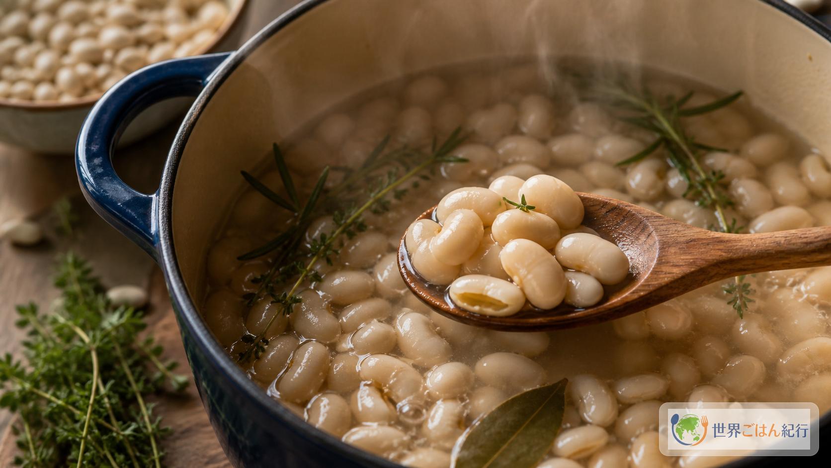 手順1: 豆を戻し、芯が少し残るまで下ゆでする