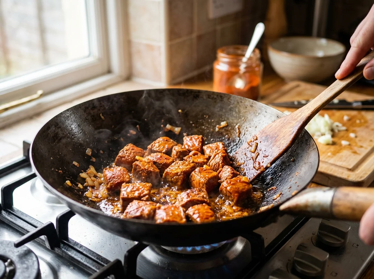 手順3: 牛肉を加える