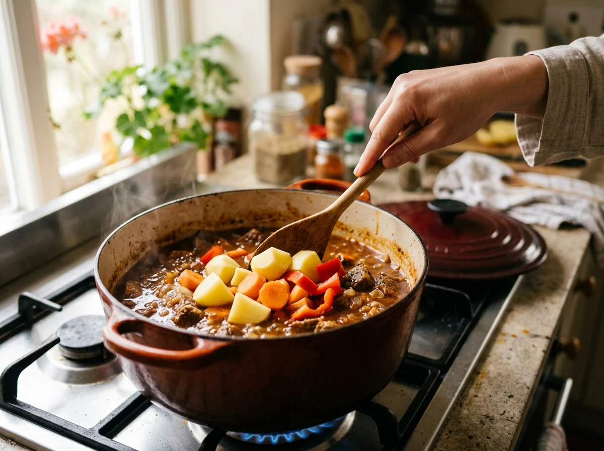 手順6: 野菜を加えてさらに煮込む（20〜30分）