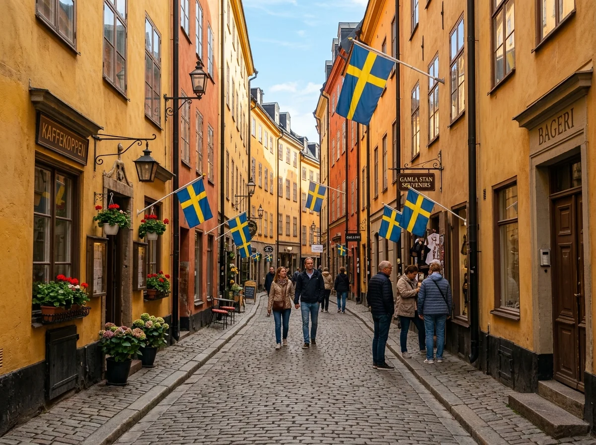 ストックホルムの旧市街ガムラスタンの石畳の通り