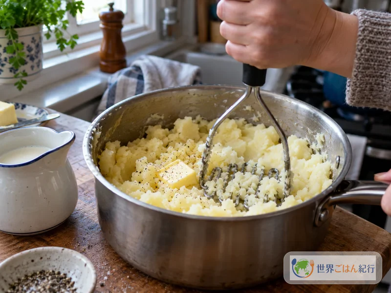 Kartoffelpüree, mit Butter und Milch glatt gestampft