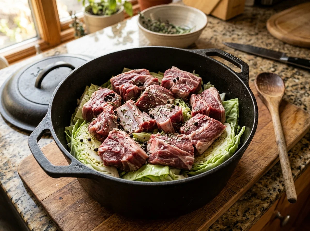 手順2: 鍋に層状に重ねる（5分）