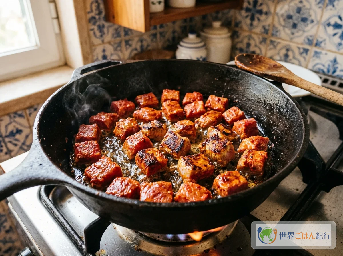 手順3: 豚肉を強火で焼く(約5分)
