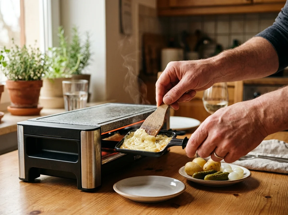 手順3: ラクレットグリルで溶かす（卓上グリル方式）