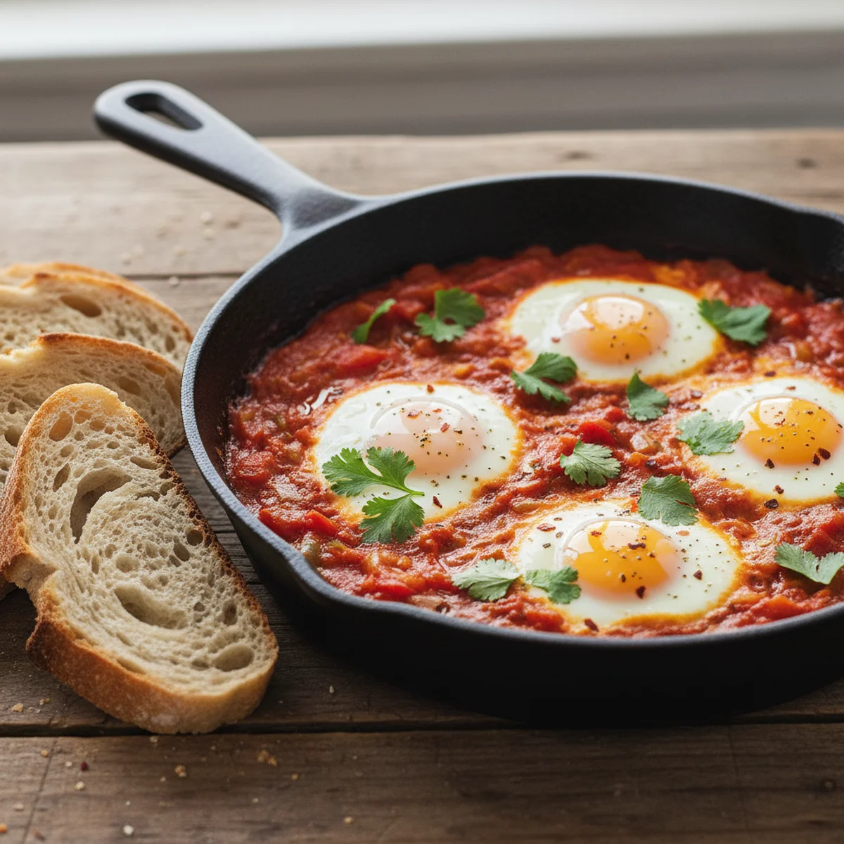 トマト・卵・パンを使った朝食プレート