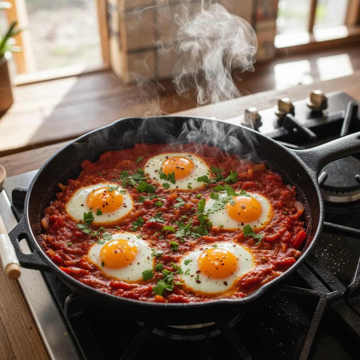 フライパンで炒めた卵と野菜