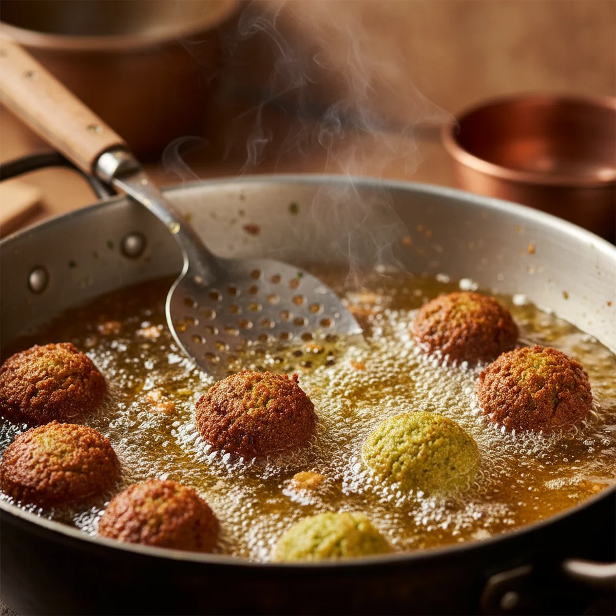 手順6: 190℃の油で片面2〜3分+裏面2分、計4〜5分揚げる