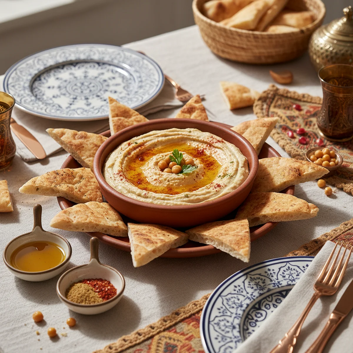 クリーミーなフムスとピタブレッド