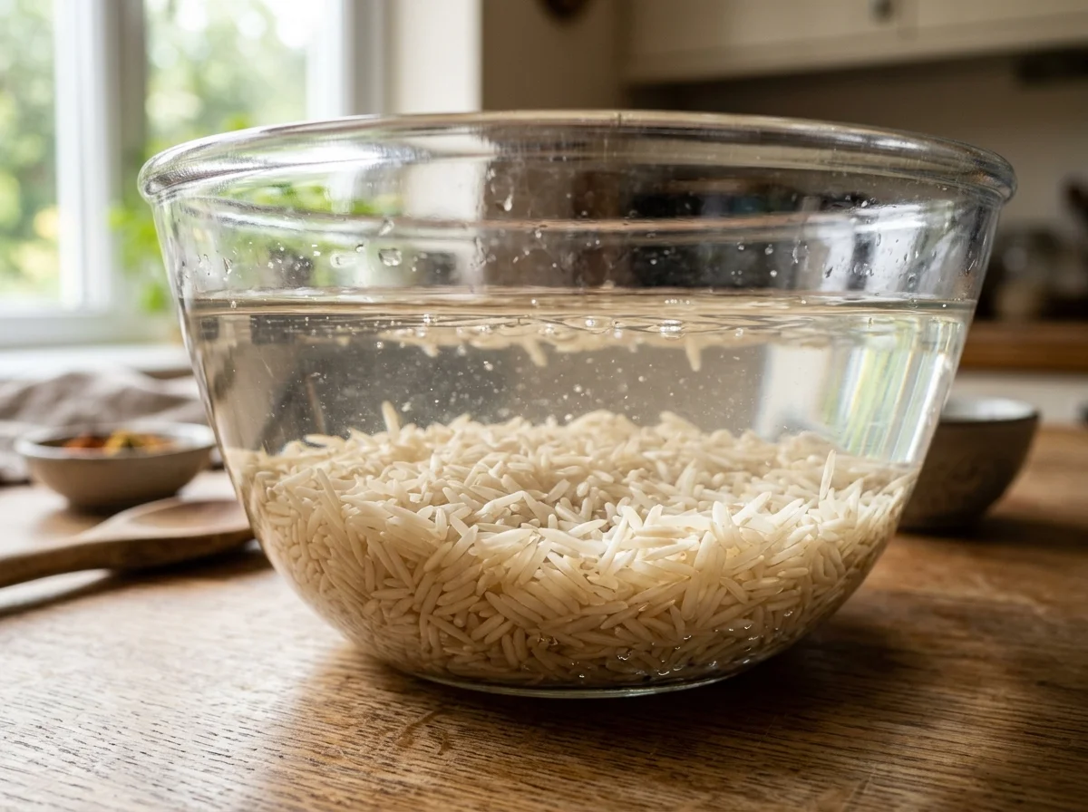 手順1: バスマティライスを浸水させる（30分）