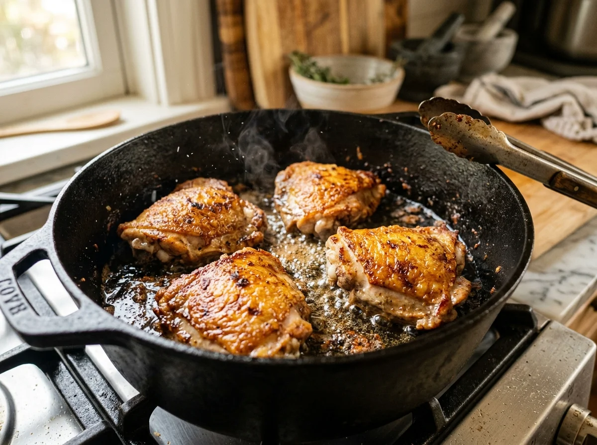手順2: 鶏肉を焼き付ける（10分）