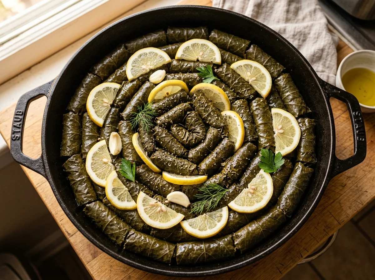 ドルマ|ぶどうの葉で包むトルコの宝石の調理工程。1. フライパンにオリーブオイル80mlの半量(40ml)を中火で熱する 2. 玉ねぎのみじん切りを入れ、透明になるまで