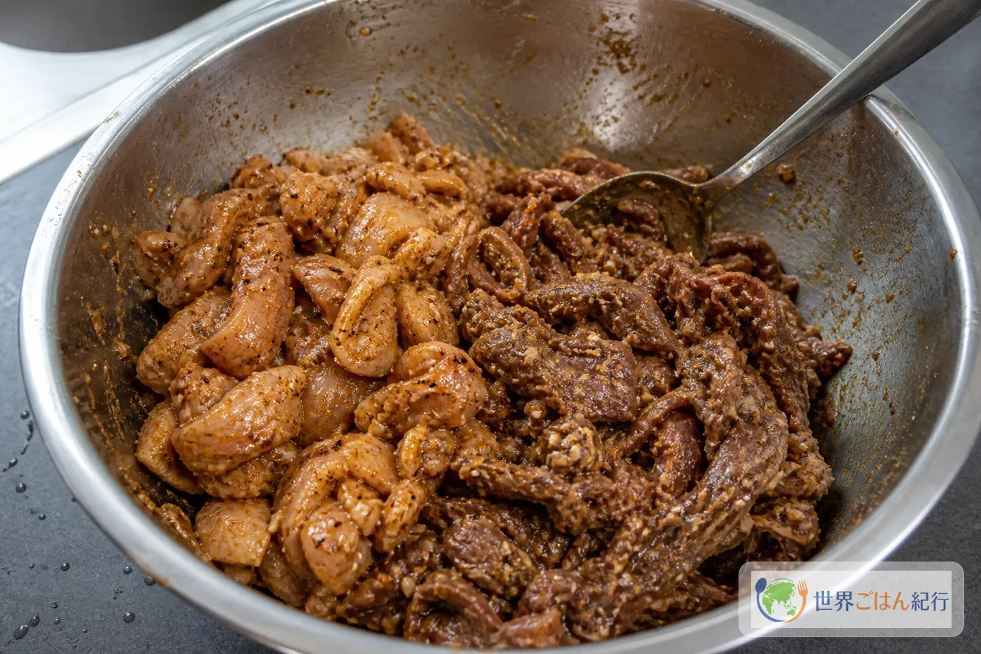 手順2: 肉にスパイスをもみ込む