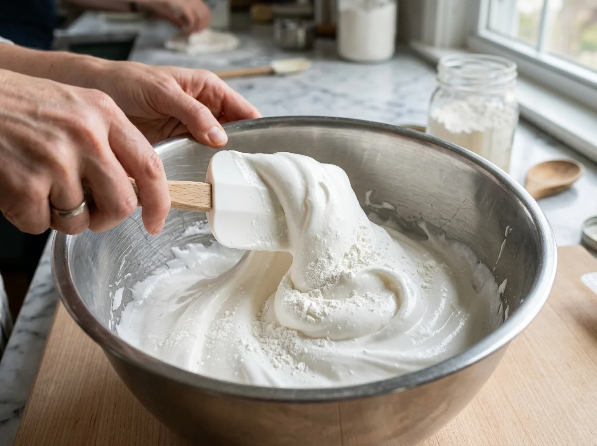 手順3: コーンスターチ・酢・バニラを加える(1分)