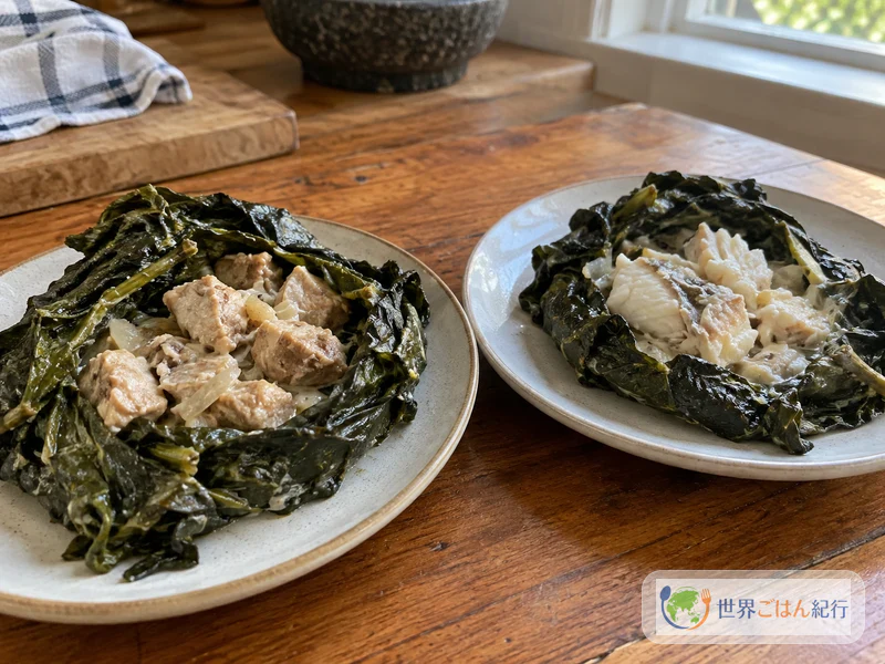 鶏肉や魚で作ったルの包み焼きを並べた様子