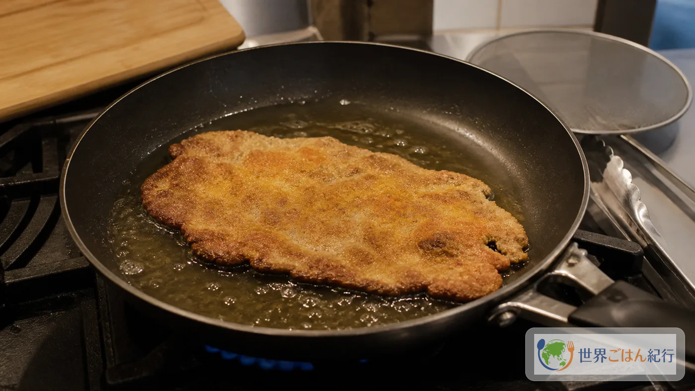 手順4: 牛カツを一枚ずつ揚げ焼きする