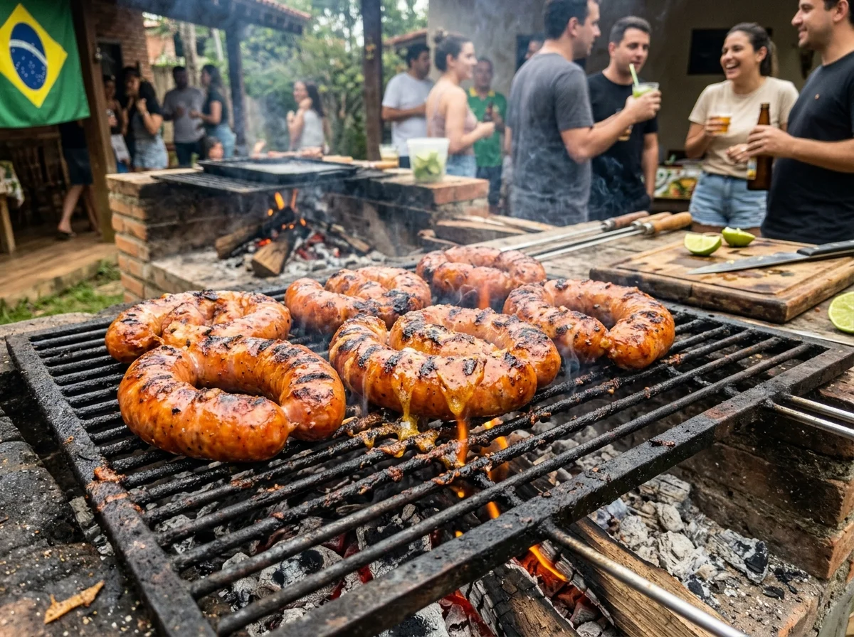 手順5: ソーセージを先に焼く(15分): ソーセージは火の通りが早いので最初に焼き始めます。中火ゾーンで15分、転がしながら全面にこんがり焼き色をつけます。皮がパリッと弾けて、中の肉汁がジュワッと出てきたら完成。前菜としてビールと一緒に楽しみます。