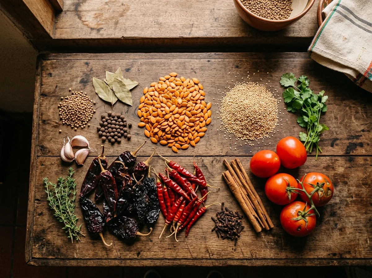 ペピアンの材料が日本のキッチンに並んでいる