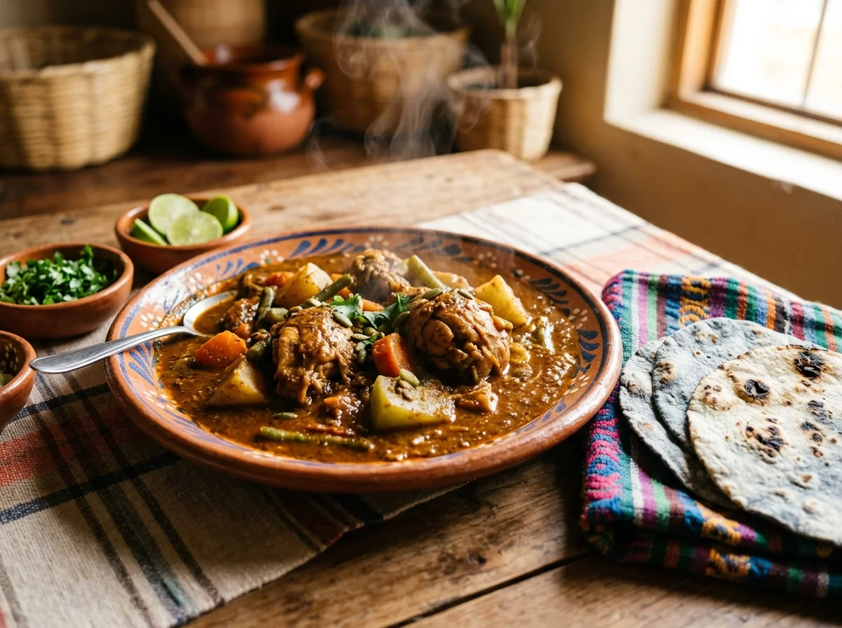 ペピアンとトルティーヤが盛り付けられた皿