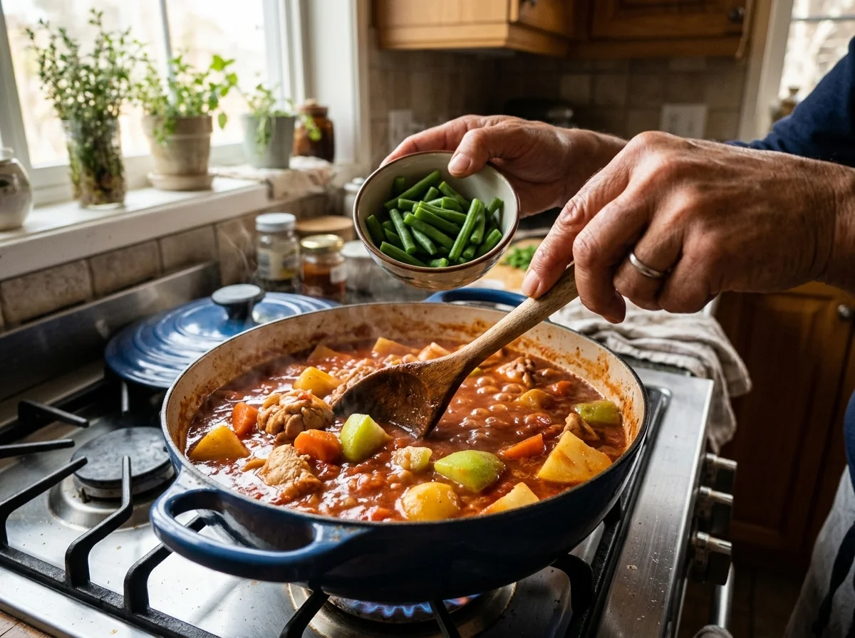 手順6: 鍋にサラダ油を熱し、ブレンドしたソースを一気に流し入れる。中火で10分、時々かき混ぜながら炒め煮する。色が濃くなり油が浮いてきたらソース完成