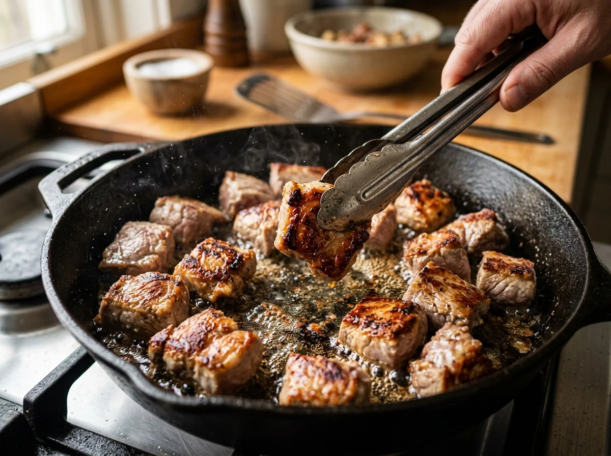 手順4: 豚肉を揚げ焼きにする（15分）