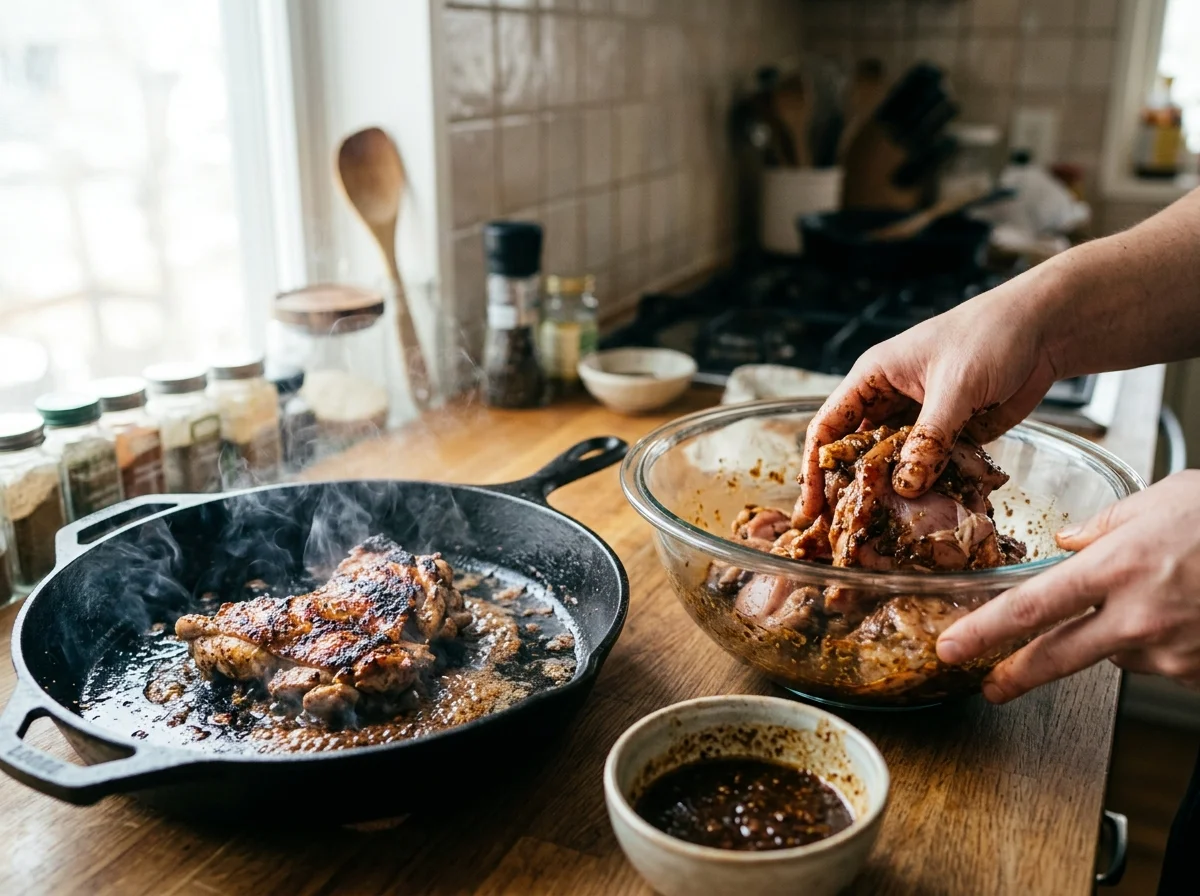 手順13: ラップまたはジッパーを閉じ、冷蔵庫で最低4時間、できれば一晩（8〜12時間）漬ける