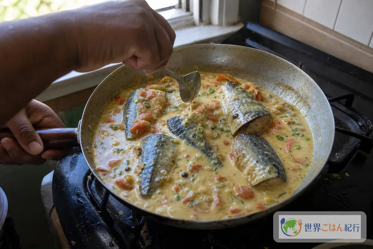 手順4: 魚を入れて静かに煮る