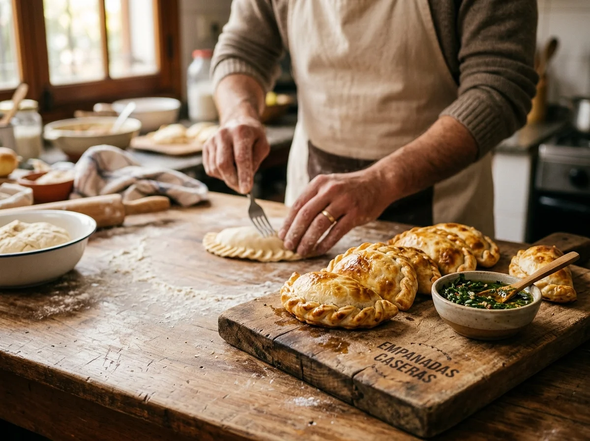 焼きたてのエンパナーダとチミチュリソース